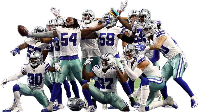 The dallas cowboys players are posing for a picture.