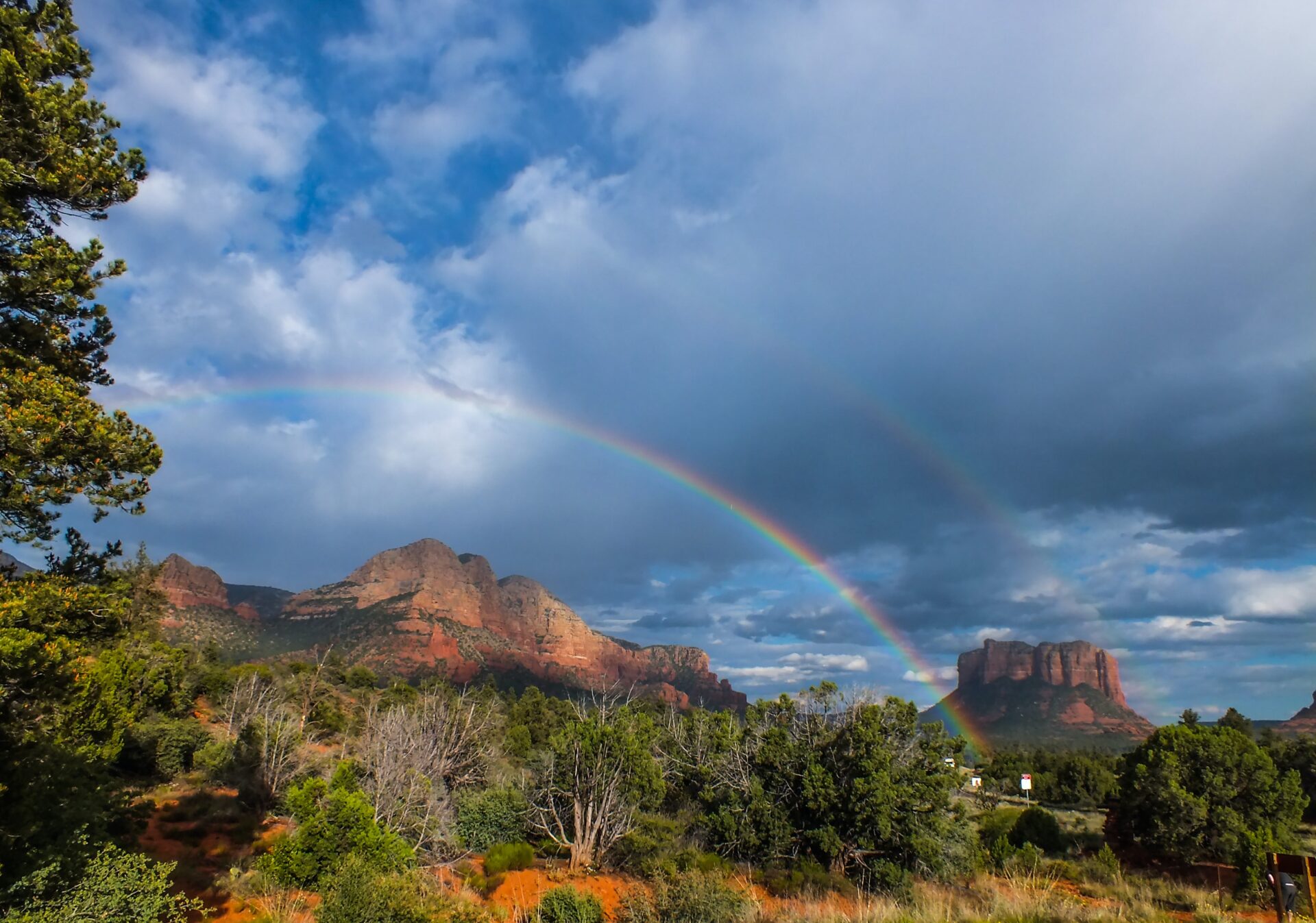 A rainbow over sedona, arizona.